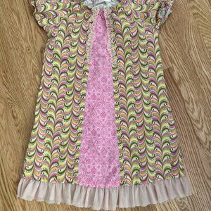 Lily Cake Boutique Ruffle Pink Yellow Swirl Dress 6 Excellent